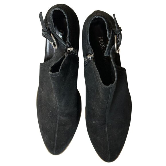 Franco Fortini Black Suede Cutout Booties – Women’s 9, 3” Block Heel - Picture 2 of 11